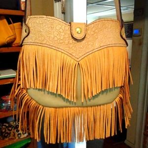 New hand made leather purse with fringe